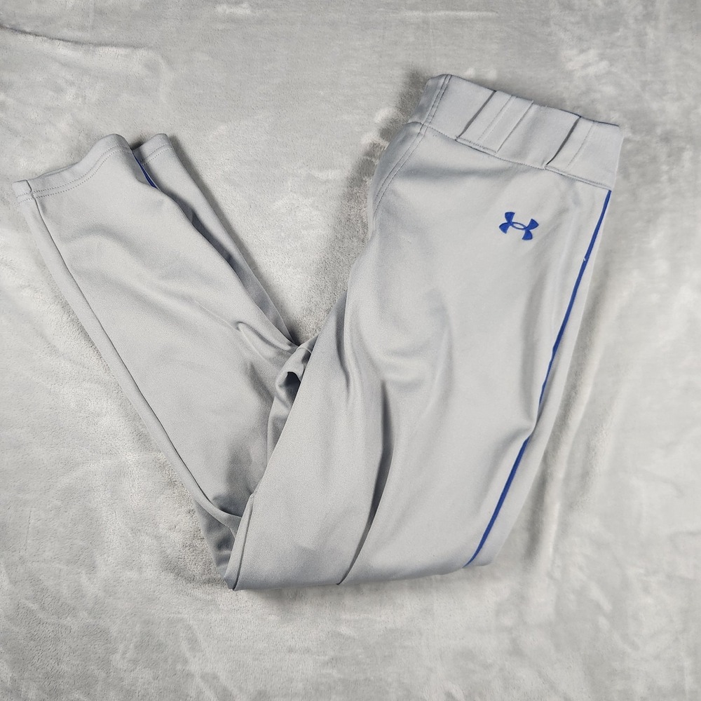 UNDER ARMOUR Gameday Vanish Grey Royal Blue Piped Long Baseball Pants Men's XL
